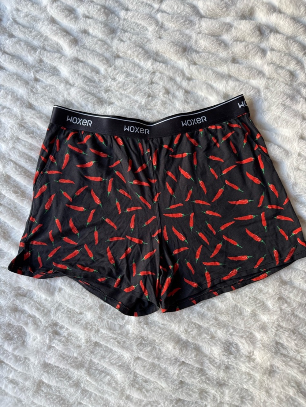 Woxer Dreamer Style Black Red Chili-Print Boxer Soft Modal Shorts